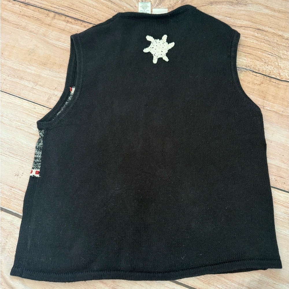 Bobby Brooks Christmas Sweater Vest Button Up Embroidered Vintage Large - Picture 4 of 9